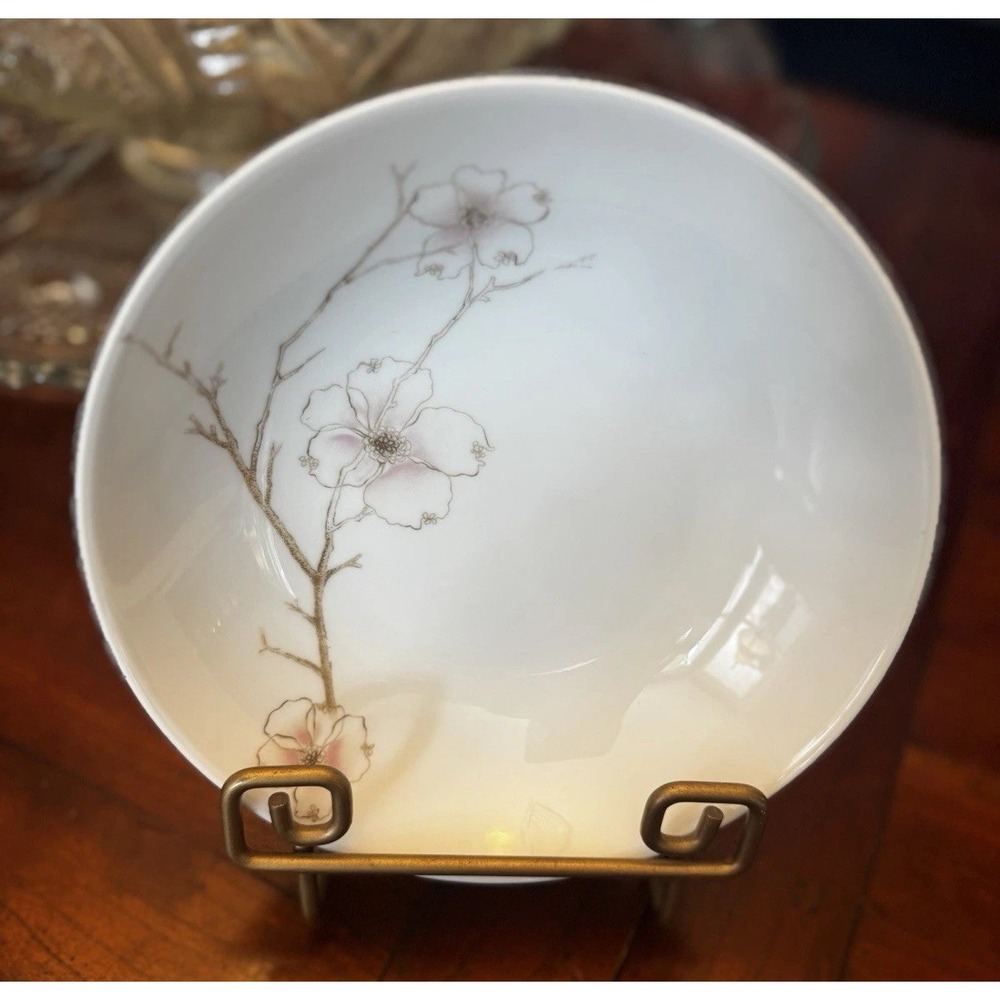 Set Of 3 7" MCM Rosenthal Contiental Blush Pink Gold Orchid Soup Bowls Germany